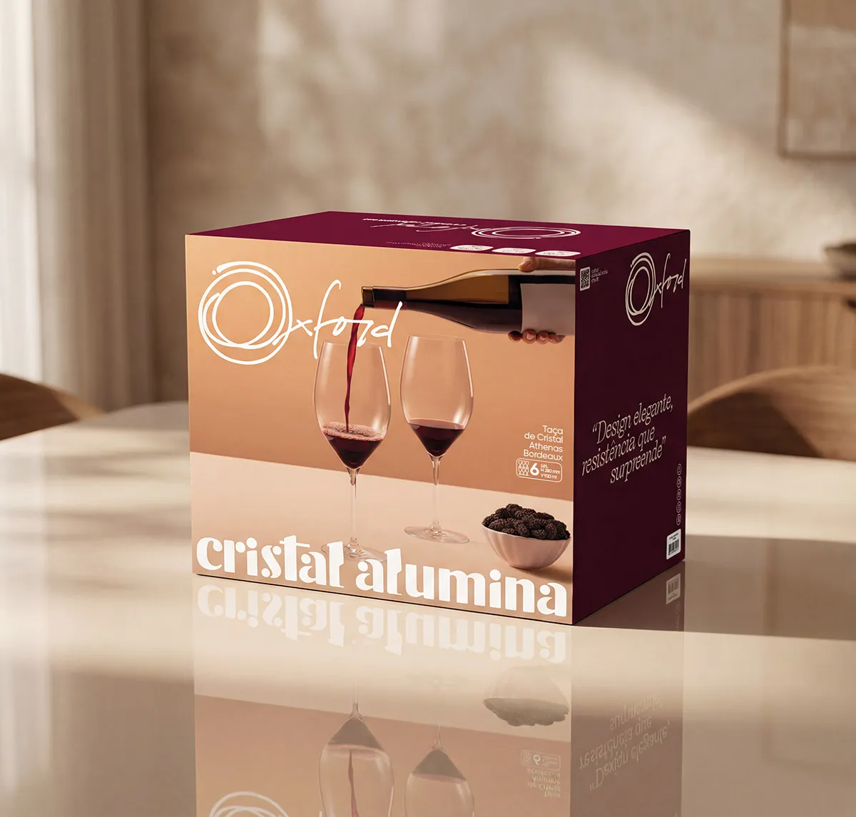 Embalagem exclusiva com selo Oxford Cristal Alumina